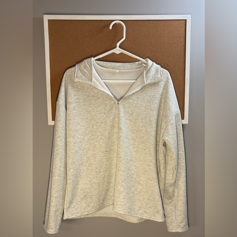 Gray Cropped Quarter Zip